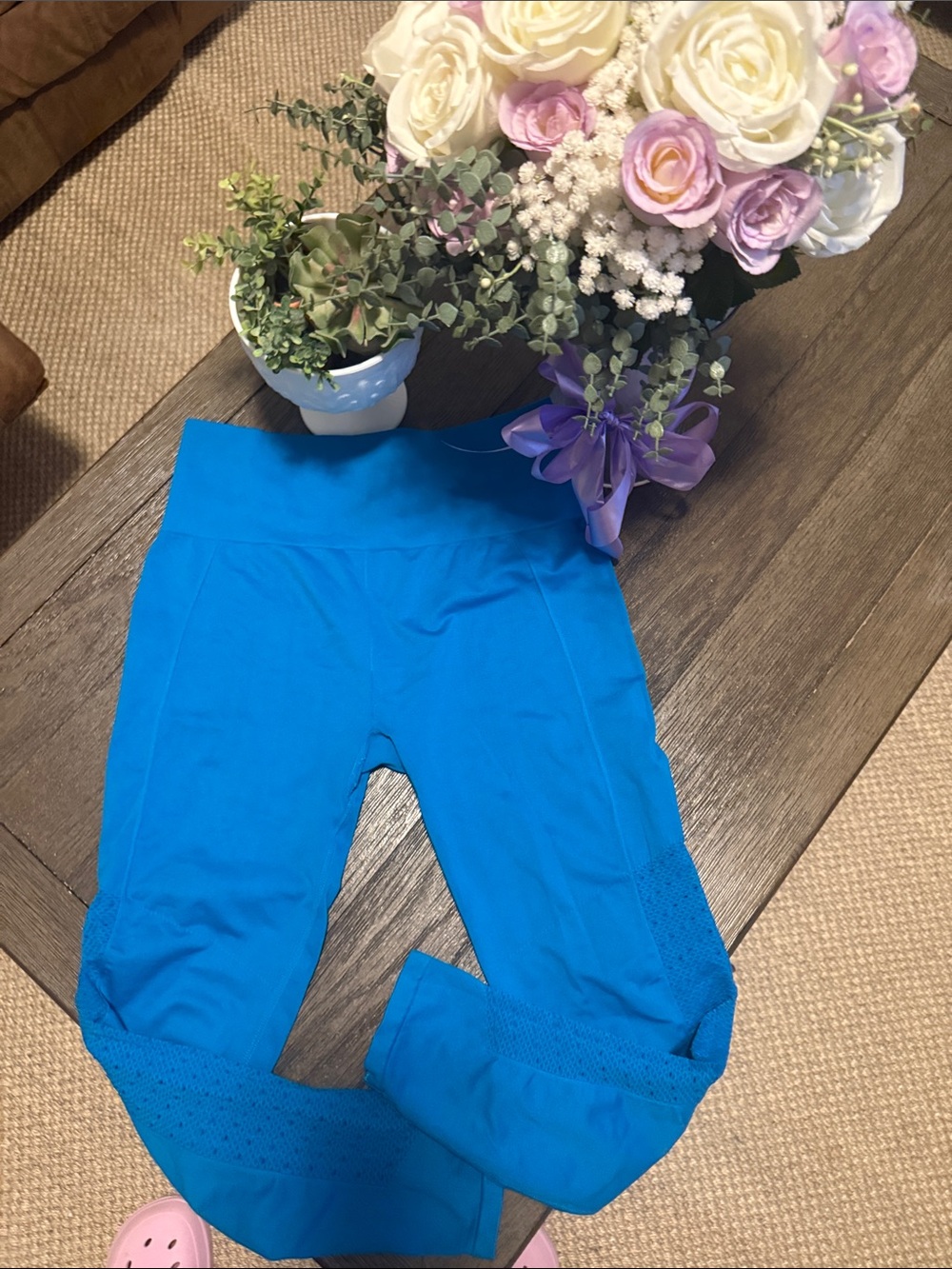 Fabletics Bright Blue Women's Leggings with Mesh Panels